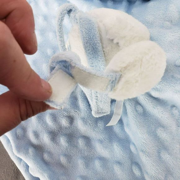 Blankets and Beyond White Teddy Bear Blue Lovey Lovie Security Blanket Taggy Dot - Picture 6 of 11